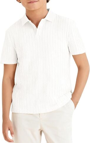 Haloumoning Boys Knit Short Sleeve Polo Shirt Kids Summer Casual Shirts School Uniform Golf Tops Tees 5-14Y in Kuwait