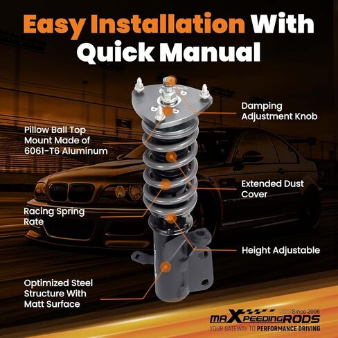 maxpeedingrods Coilovers لهوندا CR-V 2002-2006، طقم تعليق كويلوفيرز قابل للتعديل بـ 24 مستوى، ممتص صدمات قابل للتعديل للارتفاع، طقم خفض السباق T7، أسود in Kuwait