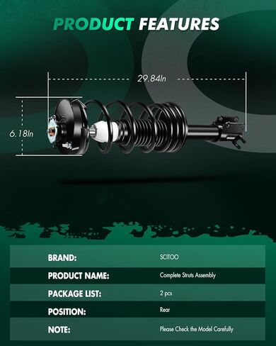 SCITOO مجموعة ممتص الصدمات الخلفية مناسبة لـ 1997-2003 لـ Ford for Escort، 1997-1999 لـ Mercury for Tracer، مجموعة كاملة للصدمات والدعامات تناسب 171994 قطعتين in Kuwait