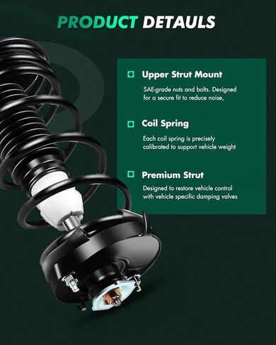 SCITOO مجموعة ممتص الصدمات الخلفية مناسبة لـ 1997-2003 لـ Ford for Escort، 1997-1999 لـ Mercury for Tracer، مجموعة كاملة للصدمات والدعامات تناسب 171994 قطعتين in Kuwait