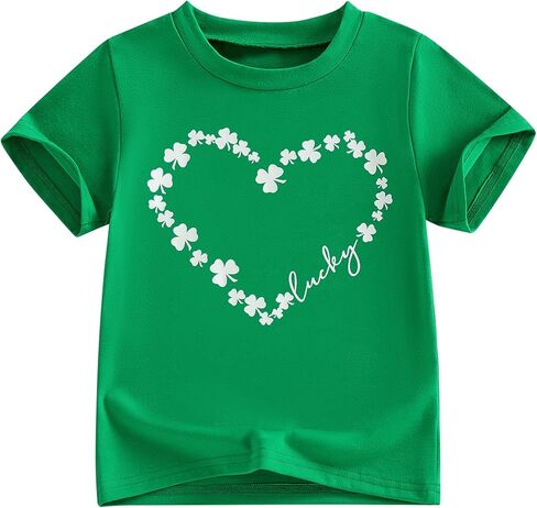 Kids Toddler Boys Girls St. Patrick's Day Shirt Short Sleeve Funny Letters Irish Shamrock Clover Graphic Top in Kuwait