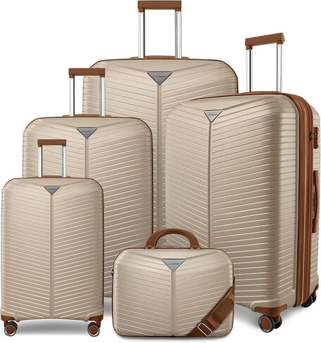 LEAVES KING LARVENDER Luggage Sets 5 Piece, Expandable(Only 24"&28") PP Suitcase with Spinner Wheels, Durable Luggage Sets Clearance Carry On Luggage Suitcase Set For Women Men, Purple in Saudi Arabia