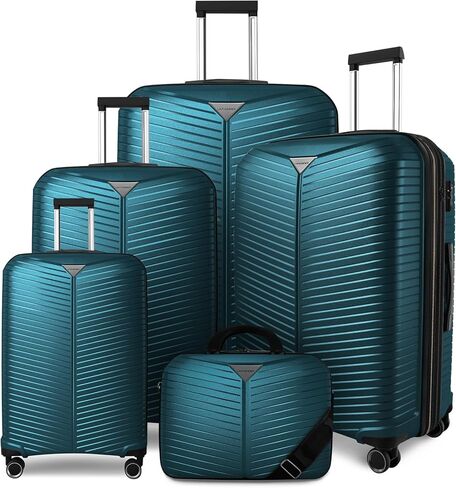 LEAVES KING LARVENDER Luggage Sets 5 Piece, Expandable(Only 24"&28") PP Suitcase with Spinner Wheels, Durable Luggage Sets Clearance Carry On Luggage Suitcase Set For Women Men, Purple in Saudi Arabia
