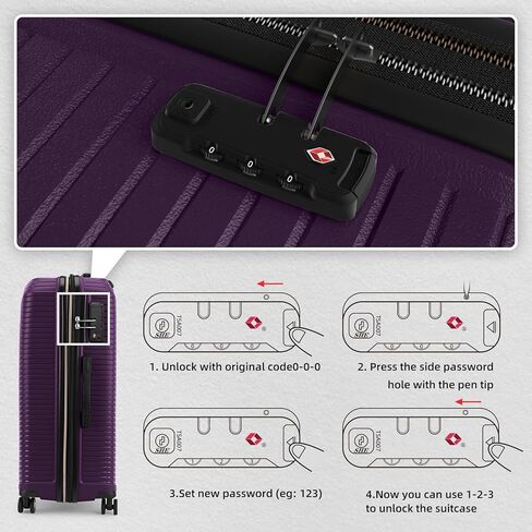 LEAVES KING LARVENDER Luggage Sets 5 Piece, Expandable(Only 24"&28") PP Suitcase with Spinner Wheels, Durable Luggage Sets Clearance Carry On Luggage Suitcase Set For Women Men, Purple in Saudi Arabia