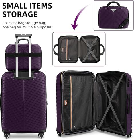 LEAVES KING LARVENDER Luggage Sets 5 Piece, Expandable(Only 24"&28") PP Suitcase with Spinner Wheels, Durable Luggage Sets Clearance Carry On Luggage Suitcase Set For Women Men, Purple in Saudi Arabia
