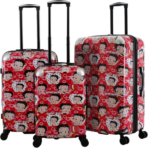 Karriage-Mate Betty Boop 3 Piece Hardside Luggage Set - 4 Spinner Wheels Expandable Suitcase (20/24/28 Inch Carry On & Checked Bags) Multiple Stylish Patterns (AH) in Kuwait