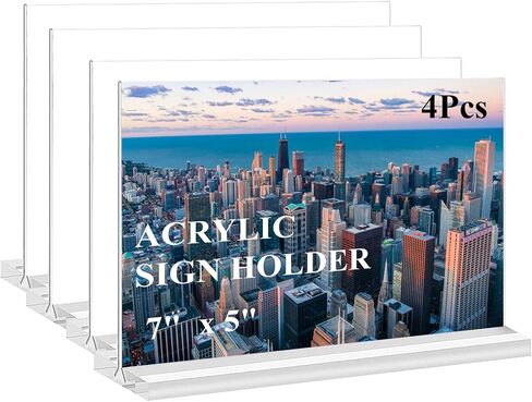 AbriStadt Small Acrylic Sign Holder 5x7 Inches, 6 Pack, Clear Acrylic Photo Frame Table Display Stand 5 x 7, for Wedding, Store, Office, Vertical, T Shape in Saudi Arabia