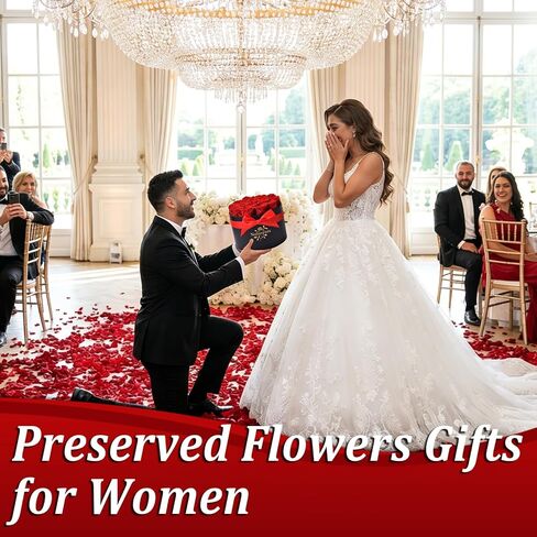 17 قطعة من هدايا الورود الحمراء المحفوظة إلى الأبد - زهور محفوظة في صندوق للنساء، زهور إلى الأبد للتسليم، صندوق هدايا عيد ميلاد الزهور لها، الذكرى السنوية، عيد الأم in Kuwait