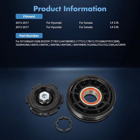 ECCPP A/C قابض الضاغط 2015-2017 مناسب لقابض Hyundai Sonata 2.0L AC in Kuwait