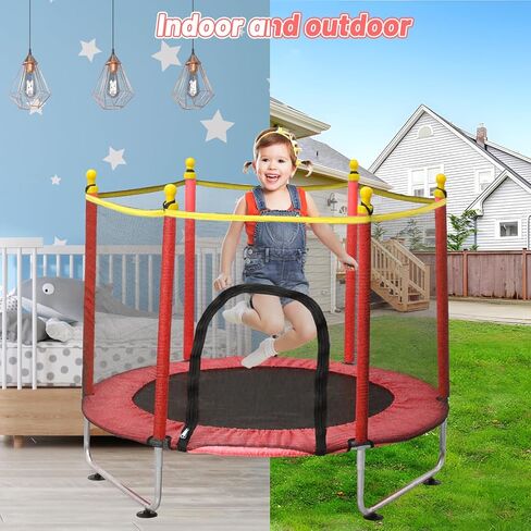 36-Inch Trampoline for Kids Mini Trampoline with Adjustable Handle and Safety Padded Cover Foldable Toddler Trampoline Indoor & Outdoor Rebounder Trampoline for Kids Play and Exercise in Kuwait
