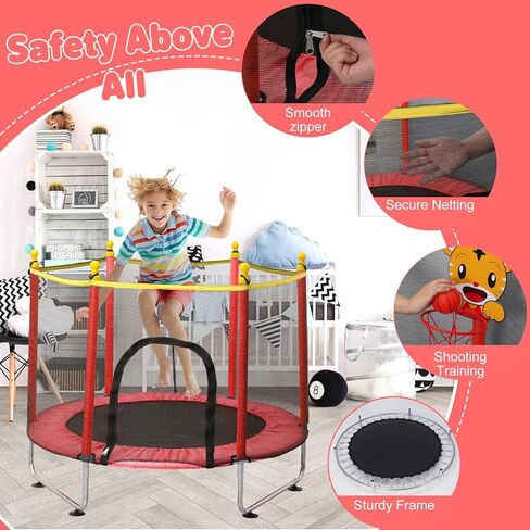 36-Inch Trampoline for Kids Mini Trampoline with Adjustable Handle and Safety Padded Cover Foldable Toddler Trampoline Indoor & Outdoor Rebounder Trampoline for Kids Play and Exercise in Kuwait