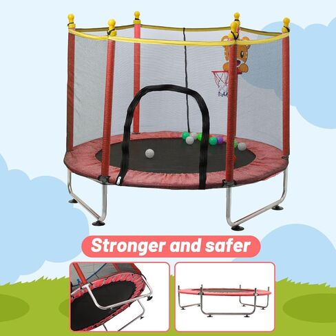 36-Inch Trampoline for Kids Mini Trampoline with Adjustable Handle and Safety Padded Cover Foldable Toddler Trampoline Indoor & Outdoor Rebounder Trampoline for Kids Play and Exercise in Kuwait