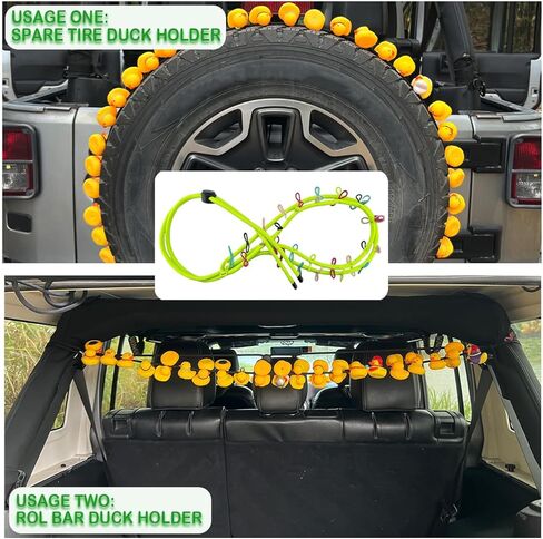 Paracord Ducks Holder Hold up to 60 Rubber Ducks Holder Spare Tire Duck Holders Roll Bar Rubber Ducks Holder Compatible with Jeep Wrangler YJ TJ JK JL JT,Green in Saudi Arabia