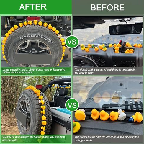 Paracord Ducks Holder Hold up to 60 Rubber Ducks Holder Spare Tire Duck Holders Roll Bar Rubber Ducks Holder Compatible with Jeep Wrangler YJ TJ JK JL JT,Green in Saudi Arabia