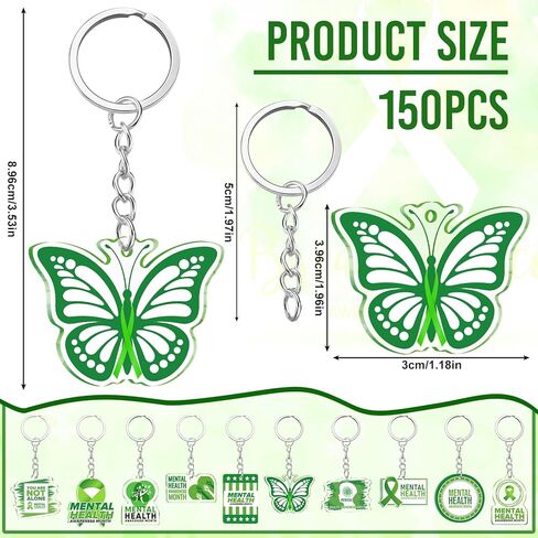 Remuuly Mental Health Gifts for Women Healthy Keychain Gifts Acrylic Green Ribbon Inspirational Key Ring for Women Men in Saudi Arabia