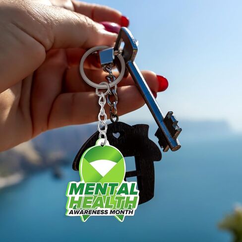 Remuuly Mental Health Gifts for Women Healthy Keychain Gifts Acrylic Green Ribbon Inspirational Key Ring for Women Men in Saudi Arabia