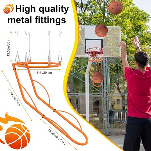 Basketball Return Attachment, Sturdy Metal Basket Ball Return Training Aid, Ideal for Single-Person Outdoor or Indoor Basketball Shooting Training in Kuwait
