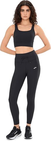 Brooks Women’s Luxe Tight, Performance Active Leggings, Buttery Soft, Phone Pockets, Adjustable Drawcord for Runs & Workouts - Black - Large in Saudi Arabia