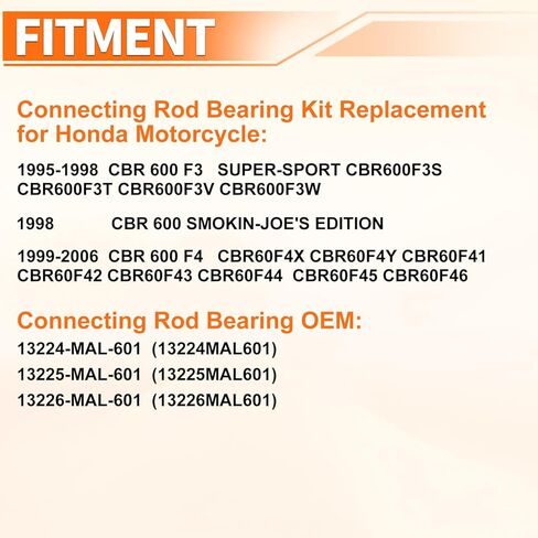 Connecting Rod Bearing STD 31.5mm for CBR 600 F3 F4 1995 1996 1997 1998 1999 2000 2001 2002 2003 2004 2005 2006, 13224-MAL-601 13225-MAL-601 13226-MAL-601 in Saudi Arabia