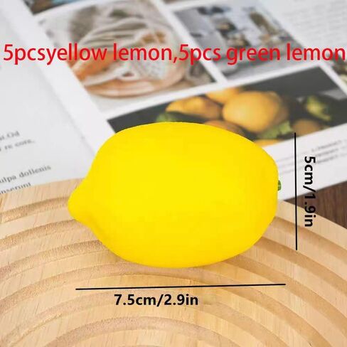 10 قطع من فاكهة الليمون الاصطناعية، ليمون مزيف لحفلات الزفاف والتصوير الفوتوغرافي وديكور عيد الشكر (أخضر أصفر) in Kuwait
