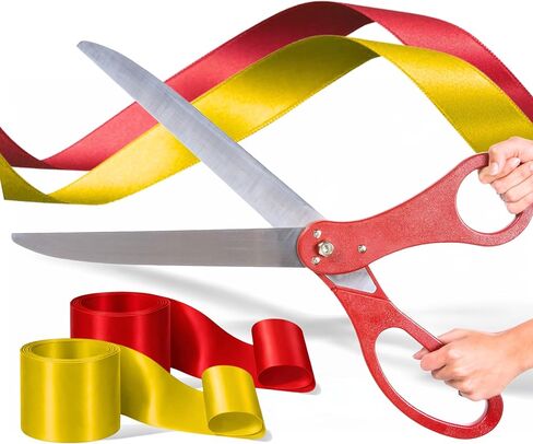 YARRD Grand Opening Ceremony Kit – 25" Giant Red Scissors with Red and Gold Satin Ribbons Grand Opening Ribbon Cutting Ceremony Kit for Special Events Inaugurations and Ceremonies in Kuwait