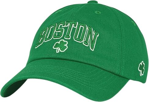 قبعة بيسبول قطنية مطرزة باللون الأخضر من Boston Shamrock Kelly - قبعة كلاسيكية للأب مع تصميم 3 أوراق البرسيم، حزام بإبزيم معدني قابل للتعديل، نمط غير منظم in Kuwait
