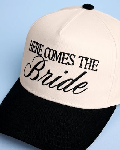xo, Fetti Here Comes The Bride Trucker Hat | Bachelorette Gift, Ivory and Black, Embroidered, Bach Party, Wedding Day of, Honeymoon, Bridal Shower Gift in Saudi Arabia