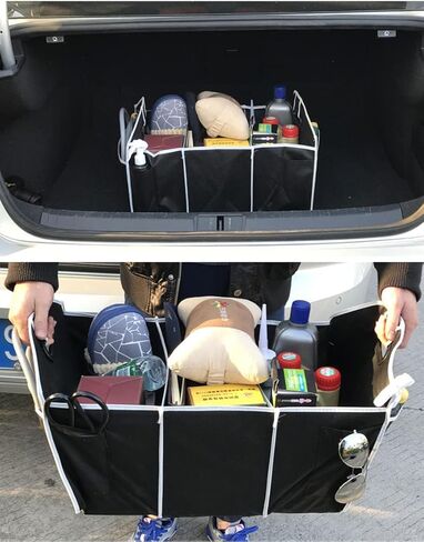 Multi-Functional Adjustable Double-Ended Wrench Car Trunk Folding Storage Organizer with 3 Compartments, Large Capacity Car Storage Boxes, Portable Waterproof Bags for Cargo Trunks, Universal SUV, Tru in Saudi Arabia