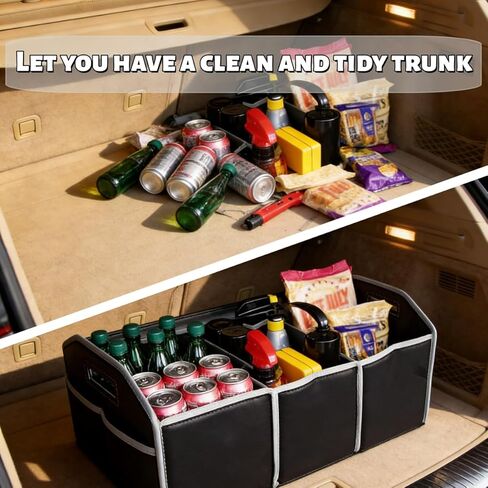 Multi-Functional Adjustable Double-Ended Wrench Car Trunk Folding Storage Organizer with 3 Compartments, Large Capacity Car Storage Boxes, Portable Waterproof Bags for Cargo Trunks, Universal SUV, Tru in Saudi Arabia