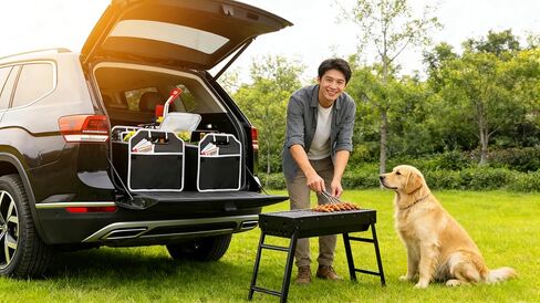 Multi-Functional Adjustable Double-Ended Wrench Car Trunk Folding Storage Organizer with 3 Compartments, Large Capacity Car Storage Boxes, Portable Waterproof Bags for Cargo Trunks, Universal SUV, Tru in Saudi Arabia