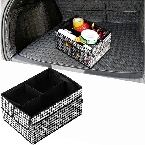 Car Trunk Organizer, Collapsible Waterproof Automotive Storage Cargo Organizer, Multi Compartment Portable Vehicle Container Box Accessories, Universal for Truck SUV Minivan (Black) in Saudi Arabia