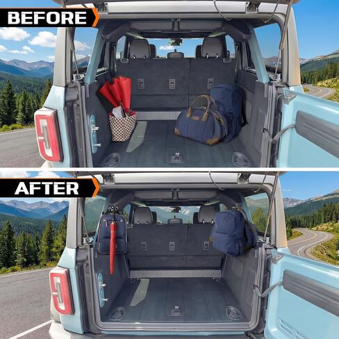 Outus 4 Pcs Aluminum Trunk Grocery Bag Hooks T & J Shaped Trunk Grocery Organizer Compatible with Bronco Accessories 2025 2024 2023 2022 2021 4-door Black Interior Organizer in Saudi Arabia