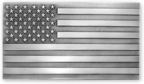 Indiana Metal Craft American Flag Pewter Belt Buckle with Belt Made in USA in Saudi Arabia