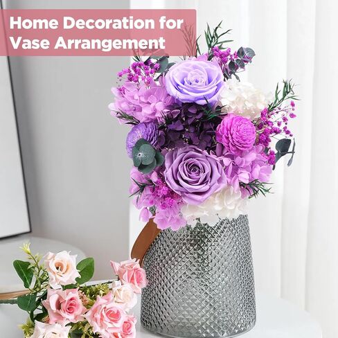 باقة زهور محفوظة، باقة زهور محفوظة طبيعية طويلة الأمد من Vilante مع صندوق هدايا باقة زهور إلى الأبد باقة ورود أرجوانية زهور أبدية لعيد ميلاد عيد الأم in Kuwait