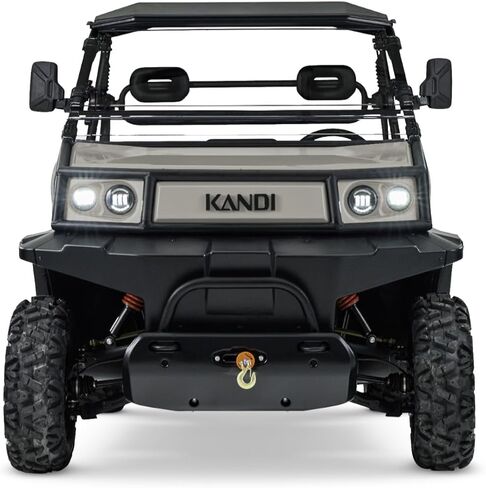 Kandi Cowboy 2 Seat Electric UTV with Lithium Battery, Powerful Dual Electric Motors, AWD, Electric Power Steering, Backup Camera, Electric Dump Bed, Front Winch, 60 Mile Range 40 MPH Top Speed - Grey in Kuwait