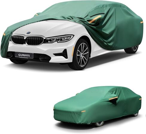 Car Cover Waterproof All Weather, 16-Layer Heavy Duty Full Exterior Cover with Vents, Spare Windproof Straps & Towel, Winter Snow/Ice/Rain Protection, Fit Sedan BMW 3 Series, Ford Fusion. in Saudi Arabia