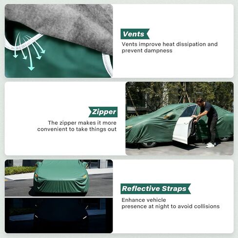 Car Cover Waterproof All Weather, 16-Layer Heavy Duty Full Exterior Cover with Vents, Spare Windproof Straps & Towel, Winter Snow/Ice/Rain Protection, Fit Sedan BMW 3 Series, Ford Fusion. in Saudi Arabia