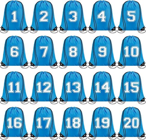 ZOMFELT 20 قطعة من حقائب الظهر برباط للجيم، حقيبة ظهر قابلة للطي بأرقام متعددة، حقيبة بوليستر خفيفة الوزن لكرة القدم، الفريق، هدية، الشاطئ، الرياضة، السفر، السباحة، أسود in Kuwait