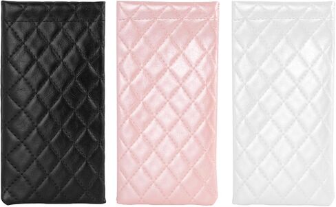 3 Pcs Soft Sunglasses Case Soft Eyeglass Cases for Women, Portable Leather Glasses Bags Squeeze Protective Pouches, Sunglass Pouch for Travel Daily Eyeglasses Sunglasses Organizer, Pink White Black in Saudi Arabia
