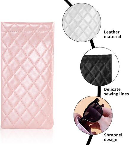 3 Pcs Soft Sunglasses Case Soft Eyeglass Cases for Women, Portable Leather Glasses Bags Squeeze Protective Pouches, Sunglass Pouch for Travel Daily Eyeglasses Sunglasses Organizer, Pink White Black in Saudi Arabia
