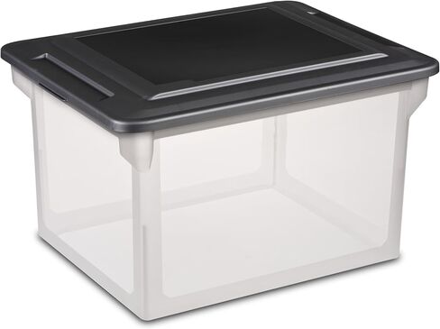 File Box, Clear Plastic Bin with Black Lid, Letter or Legal-Sized File Storage - Stackable, Dustproof, for Office, Home & Dorm in Saudi Arabia