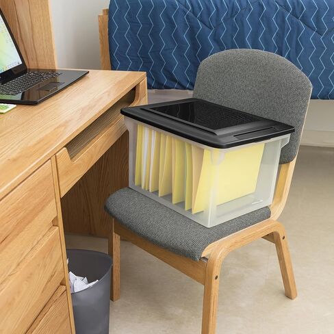File Box, Clear Plastic Bin with Black Lid, Letter or Legal-Sized File Storage - Stackable, Dustproof, for Office, Home & Dorm in Saudi Arabia