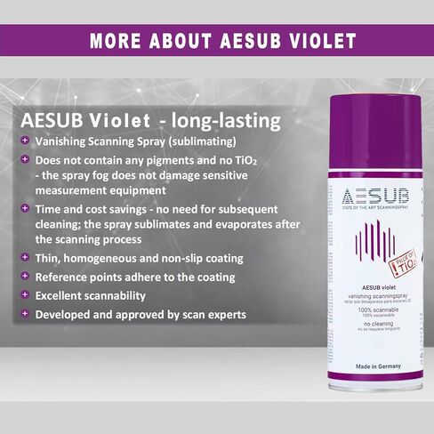 3D Scanning Spray for 3D Scanner - No Cleaning Needed, Ideal for Transparent Reflective Textured Surfaces, Longer-Lasting than Blue Spray, Improves Scan Accuracy Efficiency, 400ml(13.53 fl oz), Violet in Kuwait
