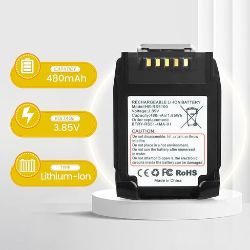 10 Pack for Zebra RS5100 Scanner Battery Replacement: RS51 RS5100 BT-000397 2D Ring Scanner Battery BT-000398 BTRY-RS51-7MA-01 BTRY-RS51-4MA-01 RS61 RS6100 RSBT5 Bluetooth Lithium Batteries 480mAh in Kuwait