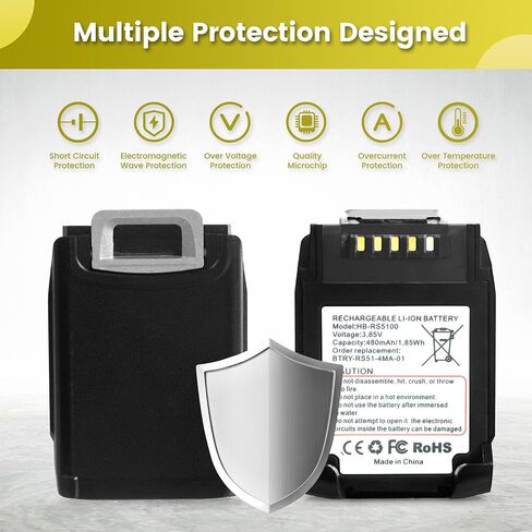 10 Pack for Zebra RS5100 Scanner Battery Replacement: RS51 RS5100 BT-000397 2D Ring Scanner Battery BT-000398 BTRY-RS51-7MA-01 BTRY-RS51-4MA-01 RS61 RS6100 RSBT5 Bluetooth Lithium Batteries 480mAh in Kuwait