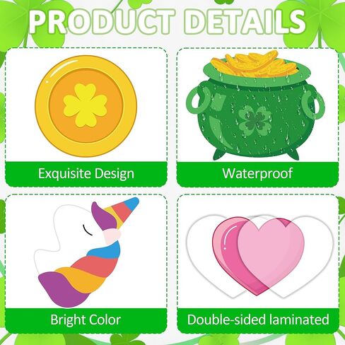 مجموعة لوحة الإعلانات المسيحية لعيد القديس باتريك، شامروك وصليب الله، ديكور الفصول الدراسية الدينية لعيد القديس باتريك، الإيمان، شامروك، معلم مدرسة الأحد، جدار الباب، ديكور أيرلندي in Kuwait