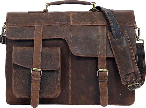 17 بوصة أعلى الحبوب براون الجلود كمبيوتر محمول حقيبة ساعي مكتب حقيبة حقيبة سفر Crossbody للرجال والنساء حقيبة حقيبة الكمبيوتر in Saudi Arabia