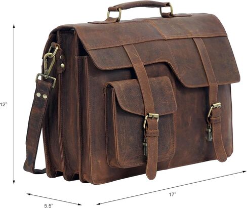 17 بوصة أعلى الحبوب براون الجلود كمبيوتر محمول حقيبة ساعي مكتب حقيبة حقيبة سفر Crossbody للرجال والنساء حقيبة حقيبة الكمبيوتر in Saudi Arabia