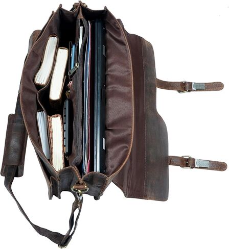 17 بوصة أعلى الحبوب براون الجلود كمبيوتر محمول حقيبة ساعي مكتب حقيبة حقيبة سفر Crossbody للرجال والنساء حقيبة حقيبة الكمبيوتر in Saudi Arabia