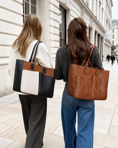 حقيبة كمبيوتر محمول للنساء مقاس 17.3 بوصة، حقائب عمل جلدية، حقيبة حمل ذات سعة كبيرة مع حامل أكواب كبير للنساء، حقائب كمبيوتر عتيقة لأجهزة الكمبيوتر المحمولة، حقيبة ممرضة المعلم، حقيبة مكتب مقاومة للماء in Kuwait